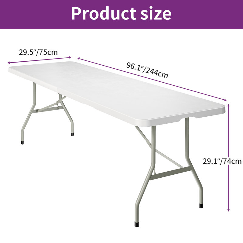 Table de camping d'extérieur rectangulaire L 96,1 po x l 29,5 po Kulsar, Blanc