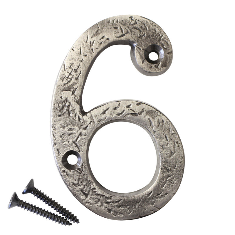 Numéro de maison 3 po, 6, Nickel antique
