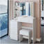 Meuble-lavabo de 37 po avec tabouret de chevet de taille moyenne 37 po + tabouret rembourré, grande commande tactile, interrupteur tricolore, miroir à luminosité réglable, rangement à grande capacité, convient aux espaces moyens-610279356
