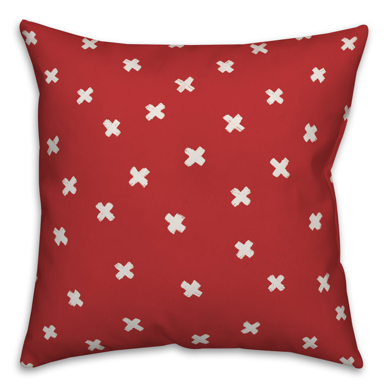 Polka Dots Reversible Throw Pillow, 20" x 20", Red/White Geometric 2