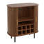 Armoire bar cannelée de 28 po avec support à vin à 8 grilles et tablettes réglables, panneau de fibres à densité moyenne à finition noyer et console en métal