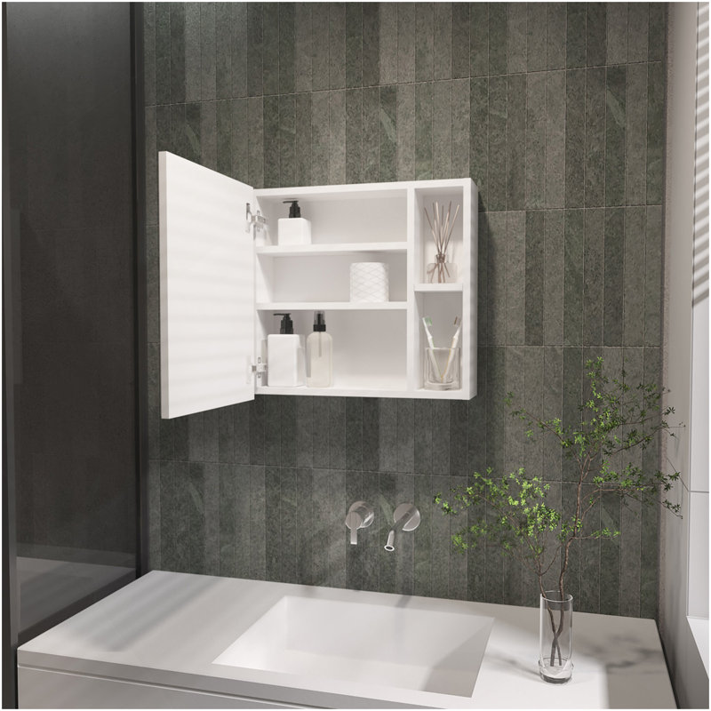 Myrick 2-Shelf Medicine Cabinet With Mirror White, Blanc
