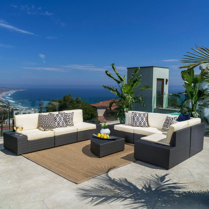 Ensemble modulaire d'extérieur 8 pièces Santa Cruz, Crème