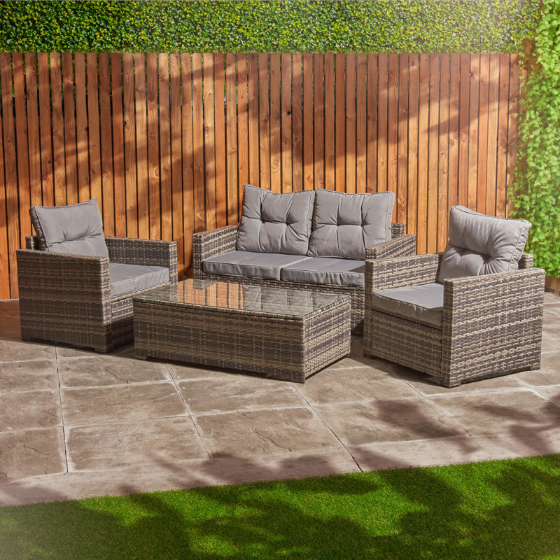 Daphne Wicker 4 - Person Seating Group with Cushions