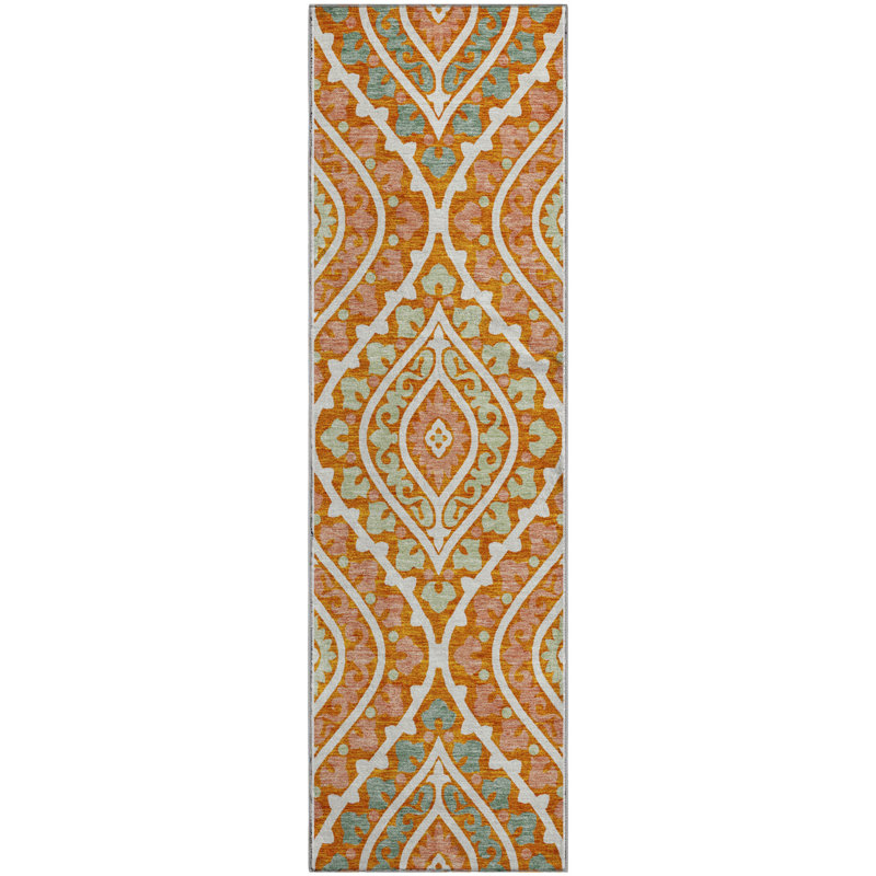 Premium Machine Washable Lisse Orange Rug, Runner 2'3" x 7'6"