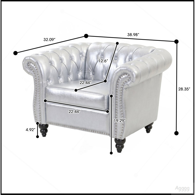 Sofa 1 place pour salon, Similicuir argent