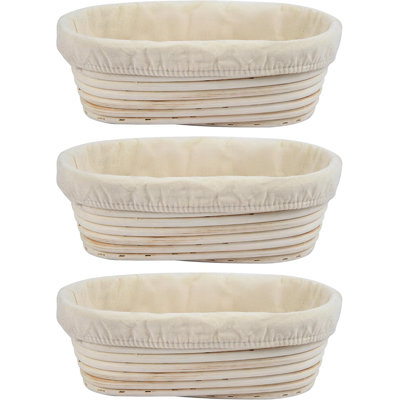 3 pièces de panier à pain Banneton, 10 pouces de panier Banneton ovale, panier à levure, paniers en rotin faits à la main et doublures pour la cuisson professionnelle et à la maison du pain au levain
