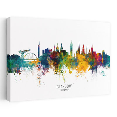 Vibrant Glasgow Skyline Abstract Contemporary Architecture City Wall Art