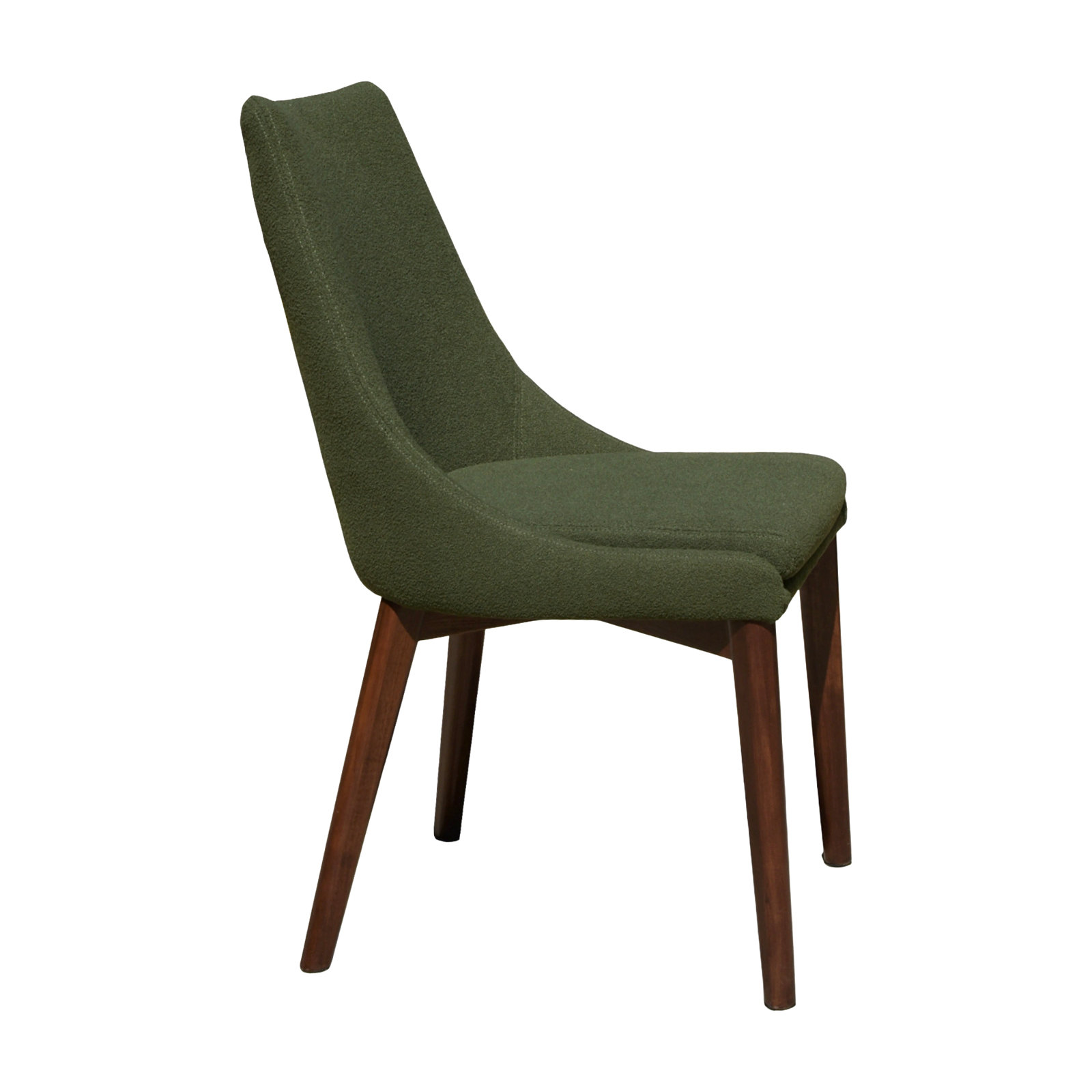 Clapton Walnut Dining Chair, Olive Green Teddy
