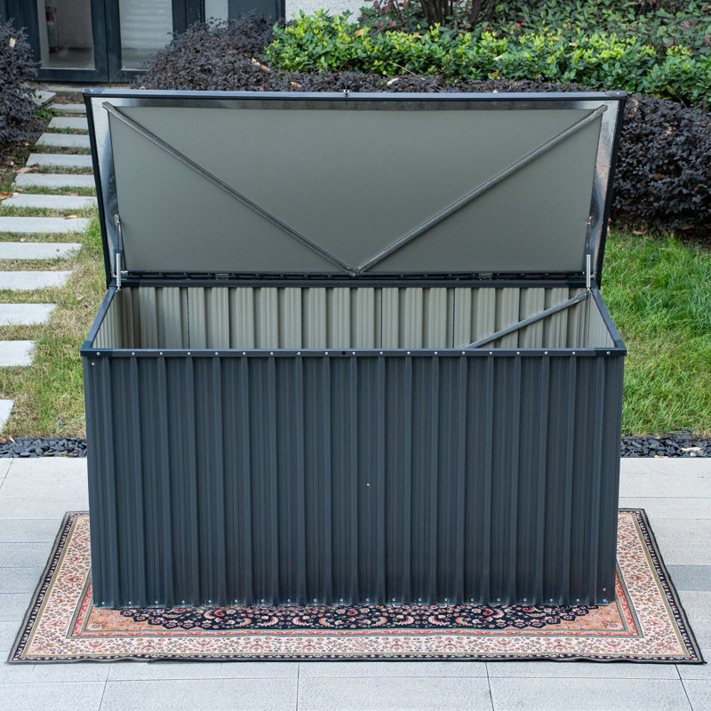 Coffre de terrasse verrouillable en métal 71 gallons résistant à l'eau 71,5 "