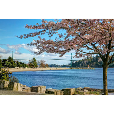 Bukovec Cherry Blossoms at Seaside 1 Piece Wrapped Canvas Wall Art