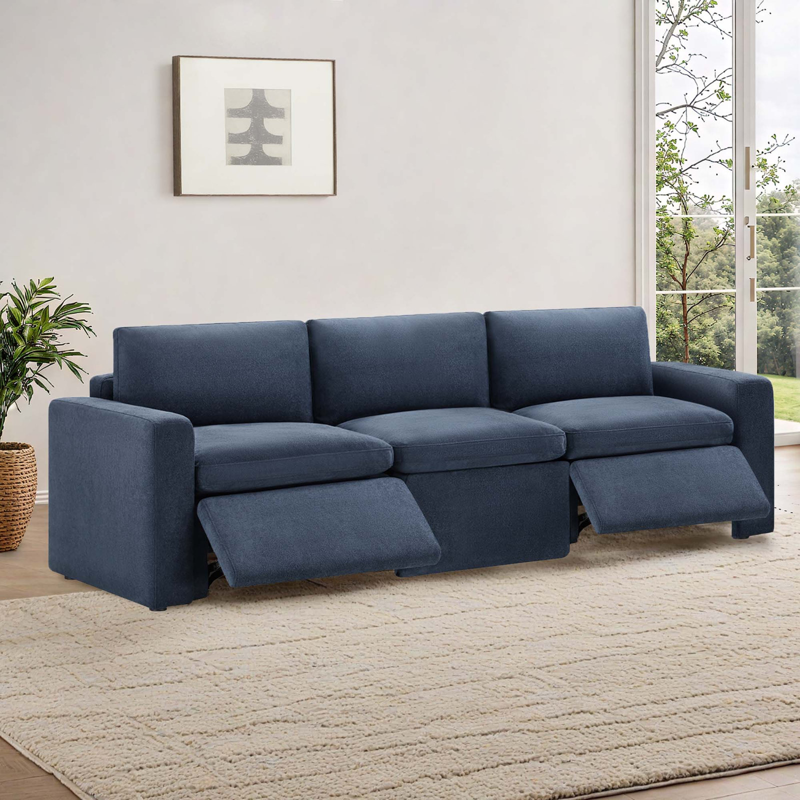 Lana 104" Linen Modular Sofa, Elite Indigo