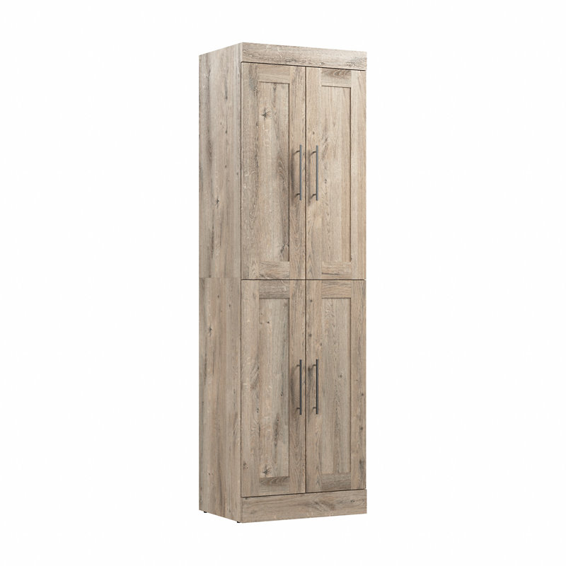 Arlex Shelving Unit with Doors, Rustic Brown, 84" H x 25" W x 19" D