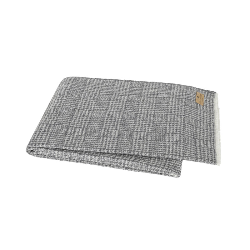 Sutton Plaid Throw,  Charcoal Houndstooth