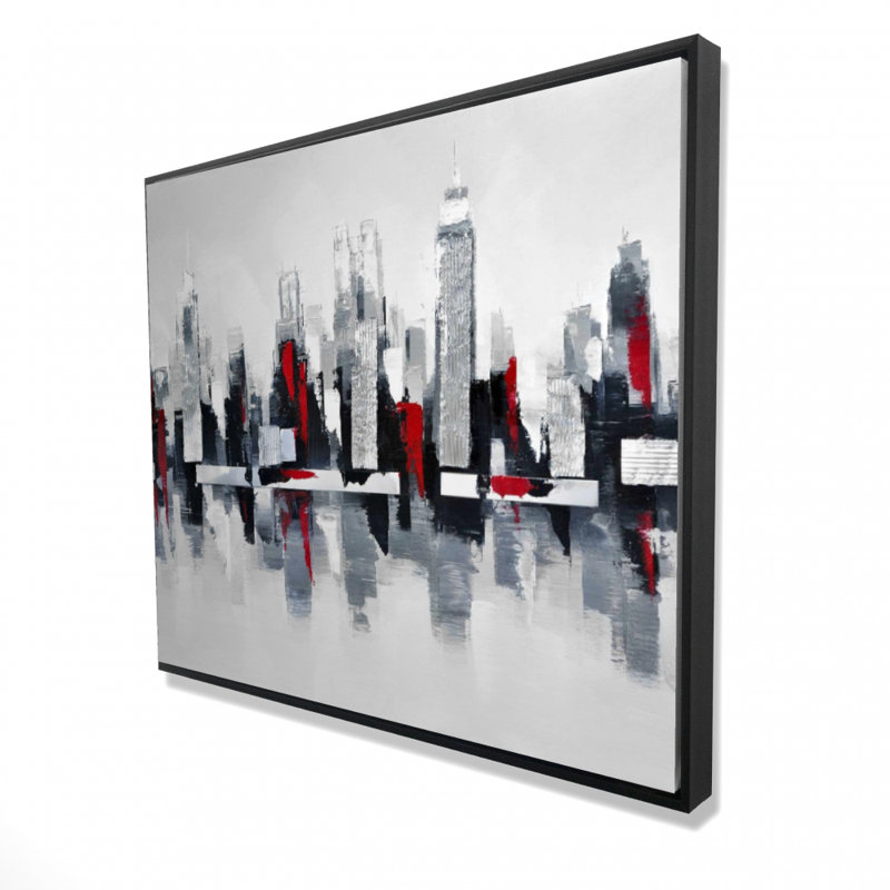 " Gray And Red Cityscape "