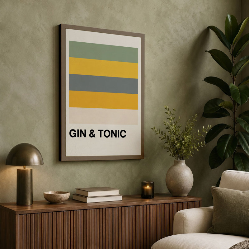 Gin & Tonic Retro - Wrapped Canvas, 18x12 - 45.7 x 30.5 cm, Sage Border