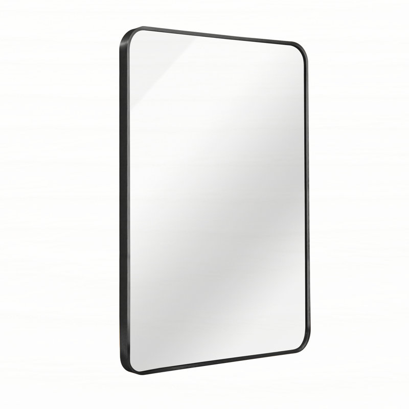 24X36 Inch Black Metal Framed Rectangular Bathrrom Mirror For Wall, 36" x 24", Black
