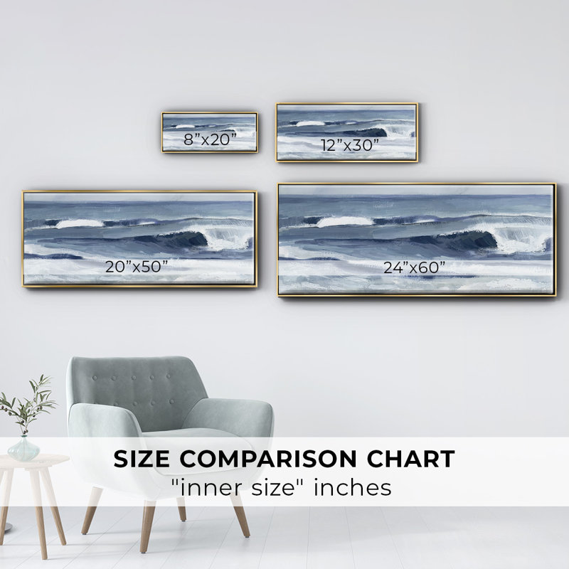 Surf Spray I- Framed Canvas, 20" H x 50" W