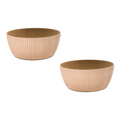 12.6" Lucca Round Planter Eco-Friendly Beige - Set Of 2