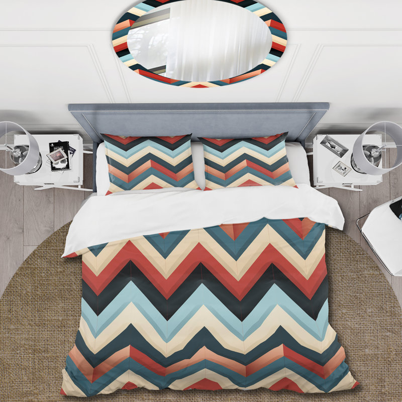 Ensemble de housse de couette à motif de chevrons multicolores Urban Geometric I