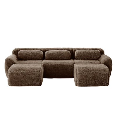 114.6" U-Shaped 3-Seater Sofa with Ottoman