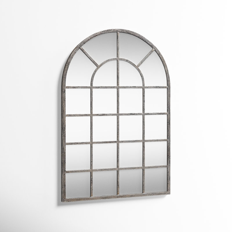 Dellrey Arch Wall Mirror, Gray, 44" x 30", Flat