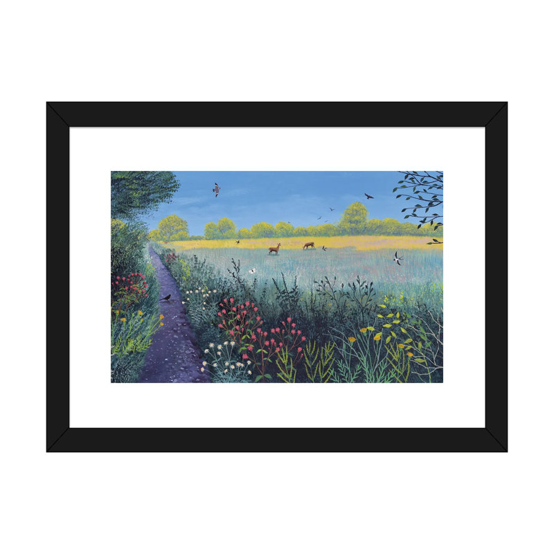 "Down Summer Lane" par Jo Grundy, reproduction d’art, Blanc, H 16 po x l 24 po x P 1 po, Papier encadré doré
