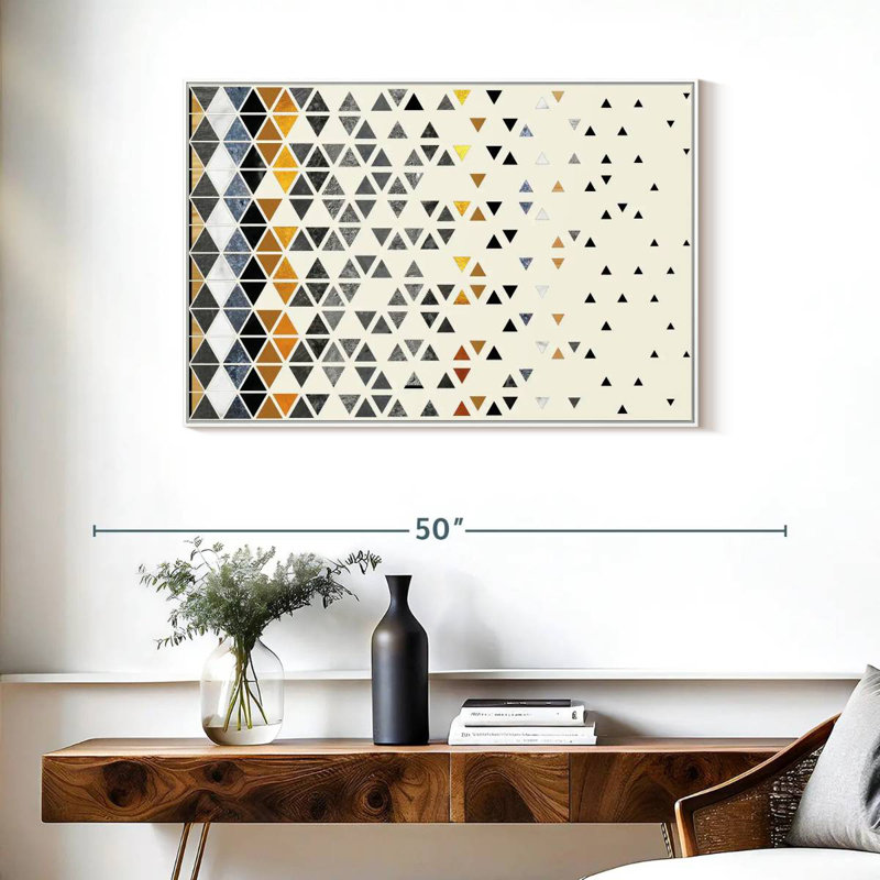 Triangle de folie, Cadre flottant blanc, 37 po x 25 po