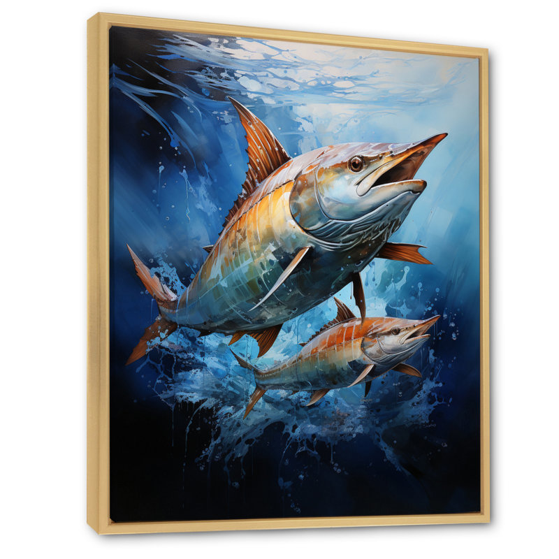 Alleffra pêche majestueux Marlins sautant II, H 20 po x l 12 po x P 1 po, Cadre naturel flottant