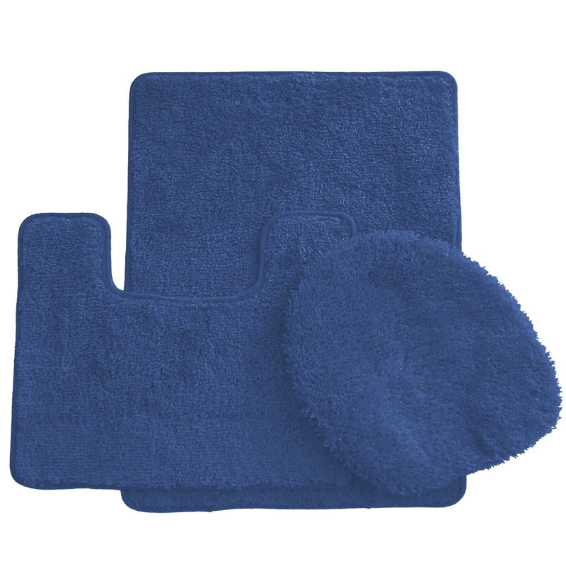 Mckeel Non-Slip Bath Rug and Toilet seat Cover, Navy