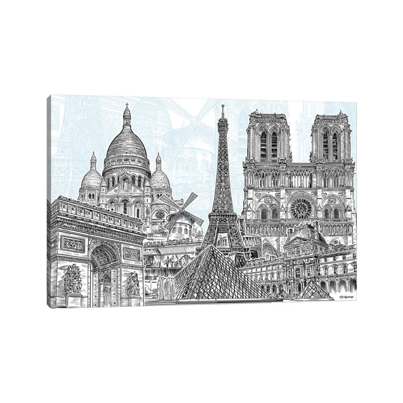 Paris Sketches by P.D. Moreno - Gallery-Wrapped Canvas Giclée on Canvas, Wrapped Canvas, 20.32 cm H x 30.48 cm W