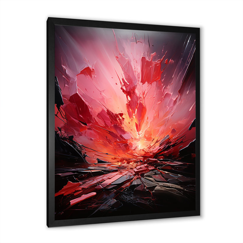 Décoration murale Fractured Ruby Explosion - formes abstraites, Cadre photo noir simple, H 32 po x l 16 po x P 1 po