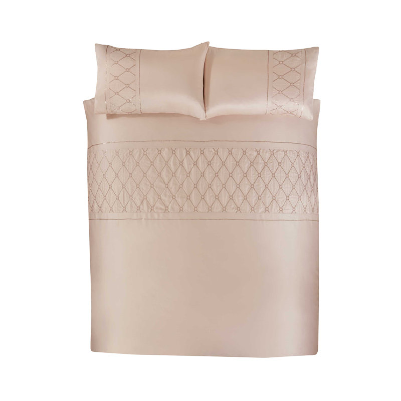 Roark Cotton Blend Geometric Shapes Duvet Cover Set with Pillowcases, Blush Pink, Single Duvet Cover + 1 Standard Pillowcase