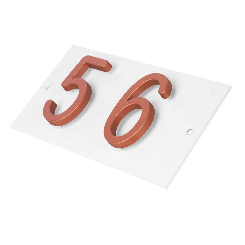 Plaque d'adresse horizontale flottante en aluminium Royal Shade - numéros de maison personnalisés à 2 chiffres pour des espaces intérieurs et extérieurs élégants