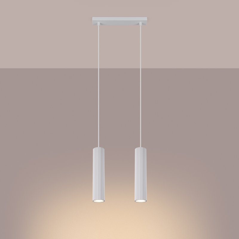 Bonina - Light Brushed Nickel Pendant, 13cm W x 14cm D, White, 2 Lights