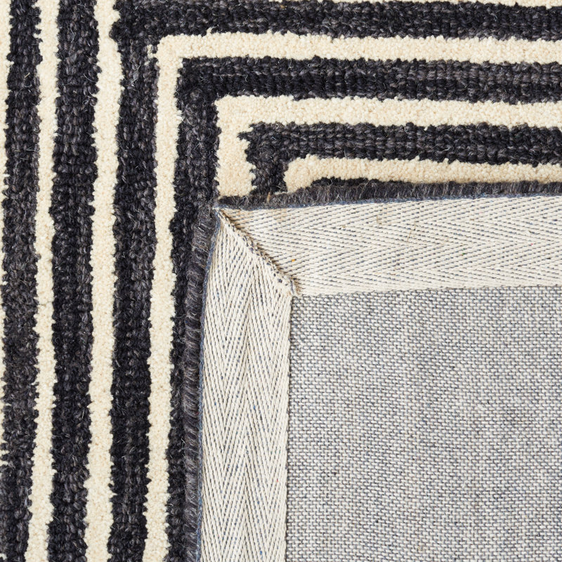 Tapis noir / beige Swansea Metro 454, Rond 3 pi