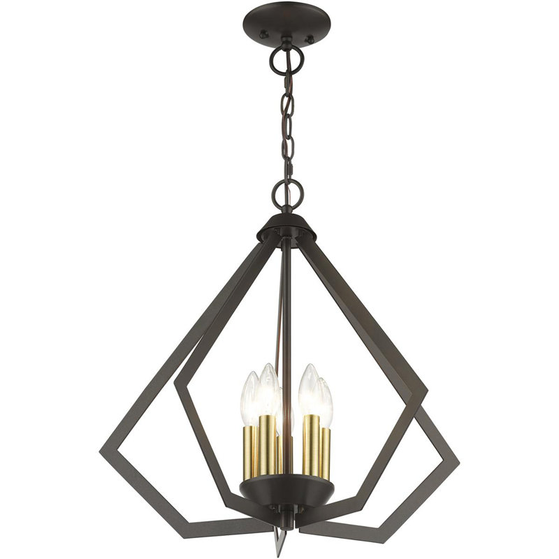 Lustre géométrique à 5 lumières Leena, Gris