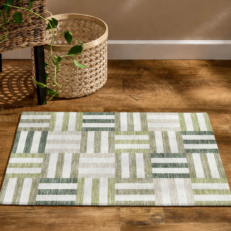 Premium Machine Washable Mayfield AMF2332 Geometric Rug, 1'8" x 2'6", Sage