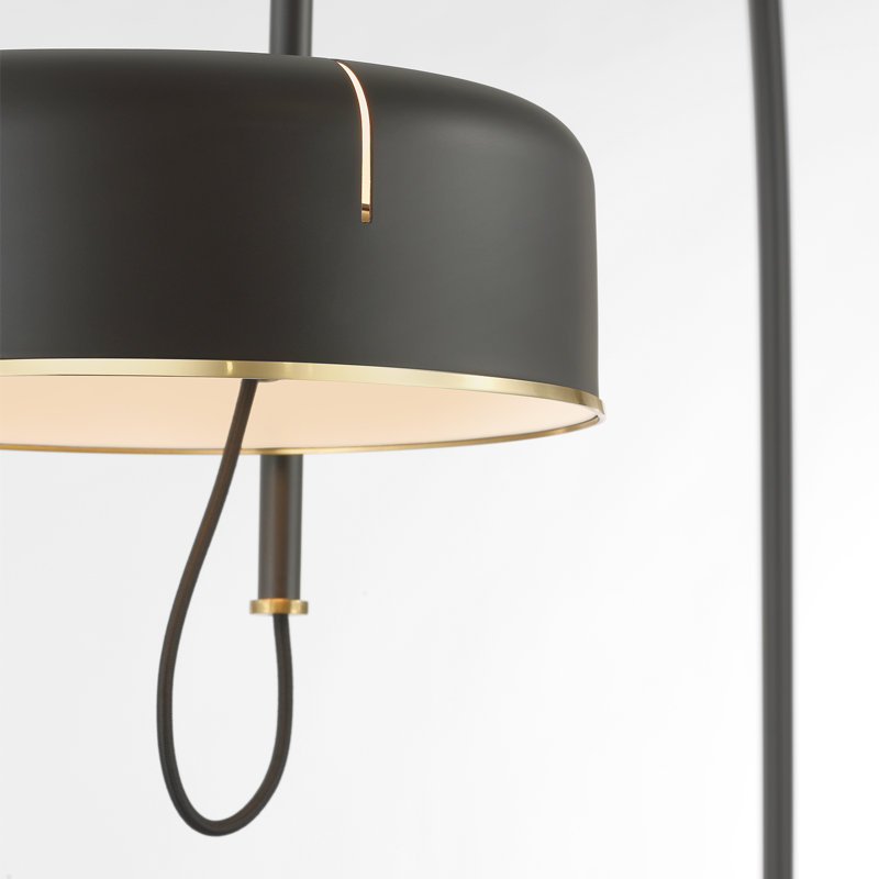 Thomas O'Brien Oso 75" Arc Reading Floor Lamp in Polished Nickel, Iron, Modern Iron/Hand-Rubbed Antique Brass