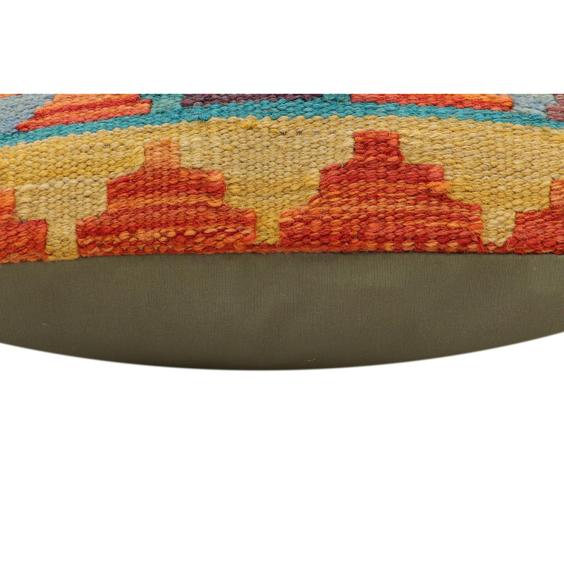 Coussin Bohème Hollis, Rouille / bleu / or / vert, H 17 po x l 18 po