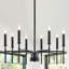 Lustre industriel moderne noir 8 lumières