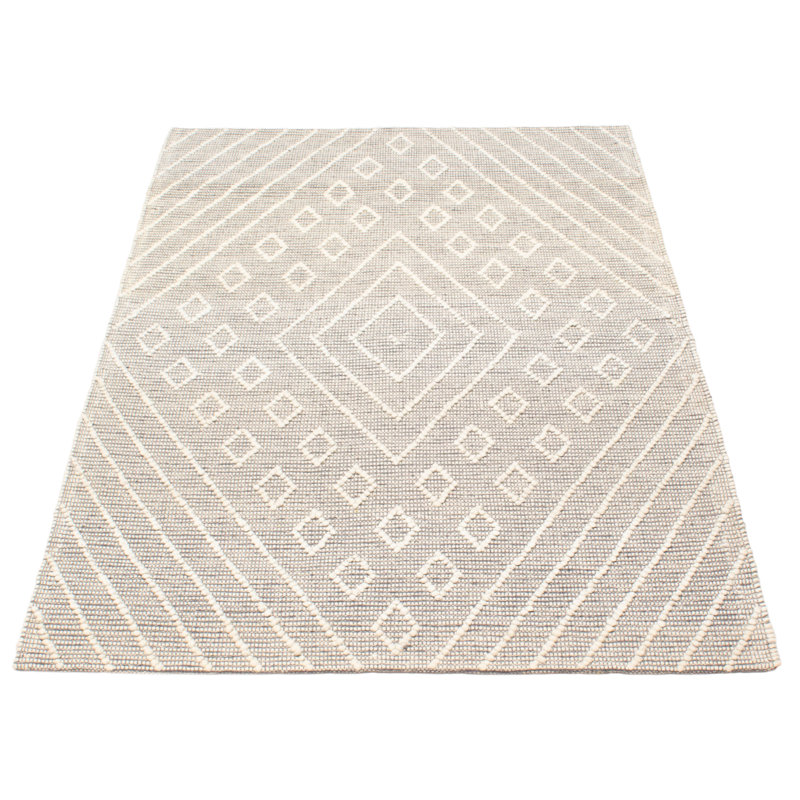 Tapis gris nouvel âge en laine 5 pi 2 po x 7 pi 10 po Hamima