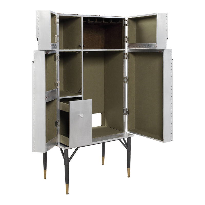 Lampsona 2-Drawer Bar Cabinet in Aluminum