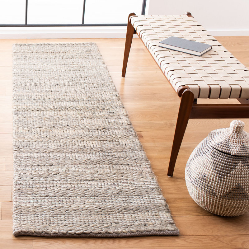 Concord Natural Fiber Hand Woven Jute/Cotton Striped Rug in Beige, Runner 2'3" x 10'