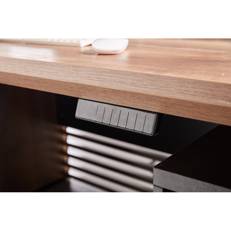70.87IN 78.7IN 86.6INAdjustable Height L Shaped Executive Desk with Cabinet Storage, Home Office Desk w/Universal Charging Ports,Large Business Furniture Desk Workstation w/Cord Management