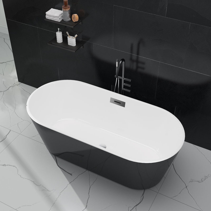 59" Freestanding Bathtub with Drain in Chrome, cUPC Certified,  for Your Bathroom, Black