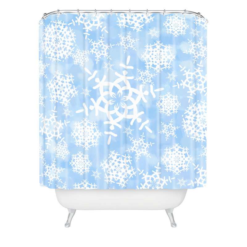 Rideau de douche simple Gustavus Snow Flurries, Bleu