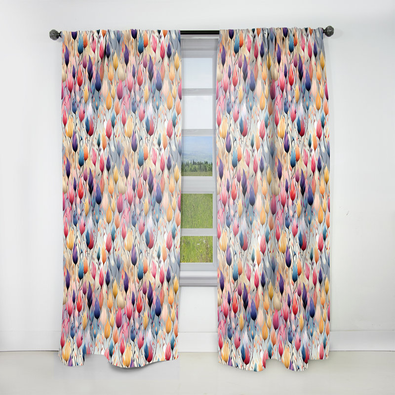 Colorful Ikat Whimsical Dreams - Vintage Velvet Curtain - Room Darkening - 1 Panel, 52" W x 84" L