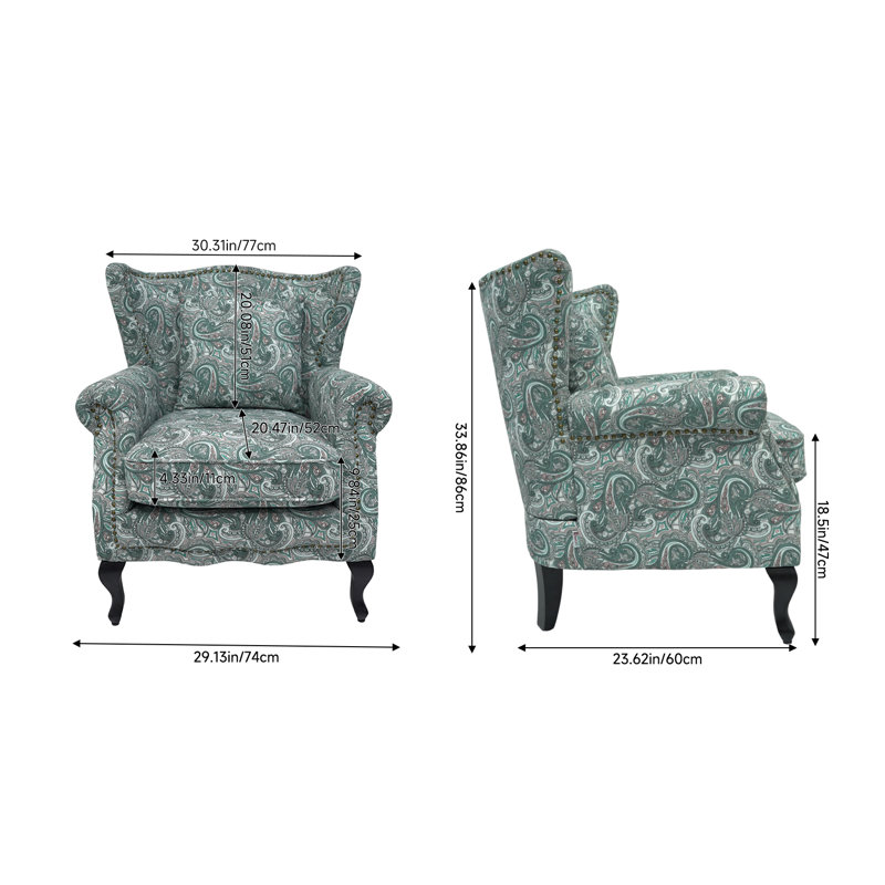 1 Seater Fabric Settee, Multi-Blue