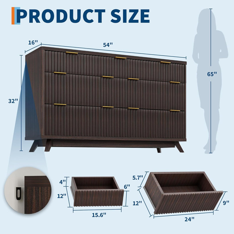 137.2cm W 7 - Drawer Chest of Drawers, Brown